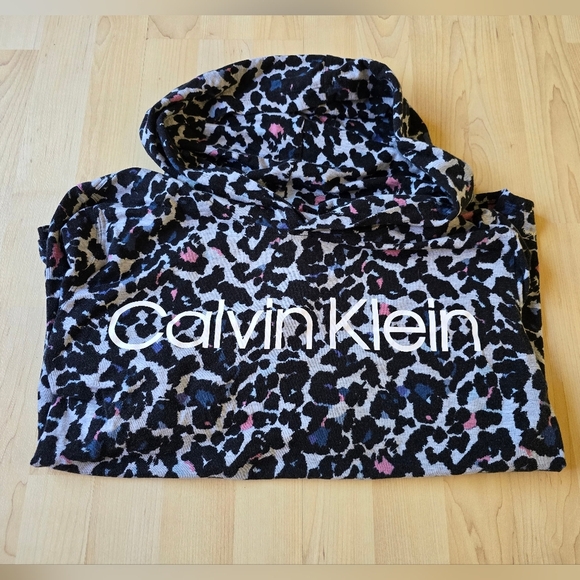 Calvin Klein Leopard Print Hooded Top Size XL - Picture 2 of 13